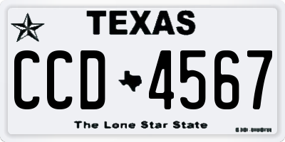 TX license plate CCD4567