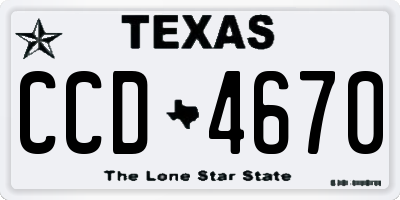 TX license plate CCD4670