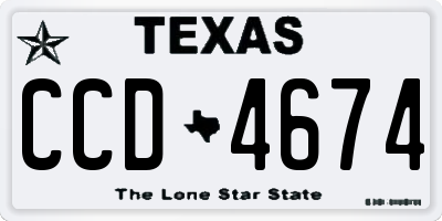 TX license plate CCD4674