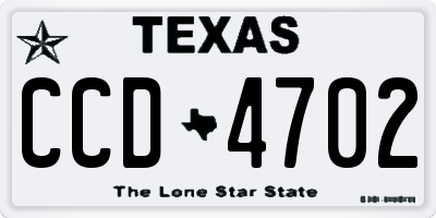 TX license plate CCD4702