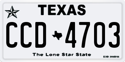 TX license plate CCD4703