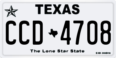 TX license plate CCD4708