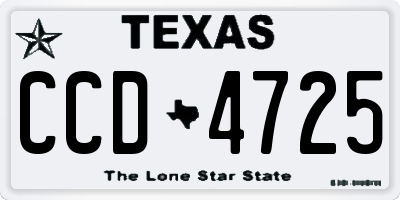 TX license plate CCD4725