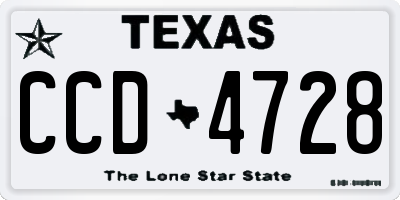 TX license plate CCD4728