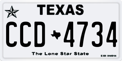 TX license plate CCD4734