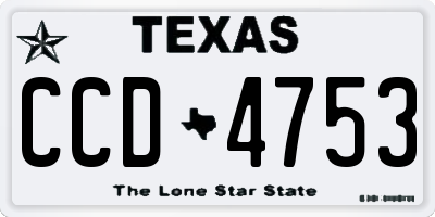 TX license plate CCD4753