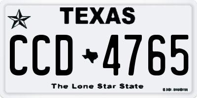 TX license plate CCD4765