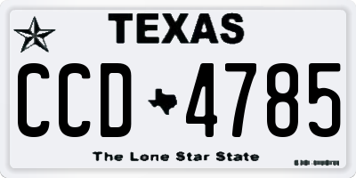 TX license plate CCD4785
