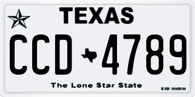 TX license plate CCD4789