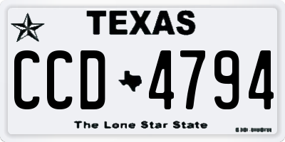 TX license plate CCD4794