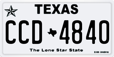 TX license plate CCD4840