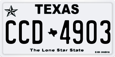 TX license plate CCD4903