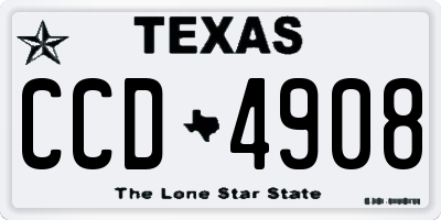 TX license plate CCD4908