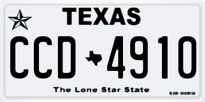 TX license plate CCD4910