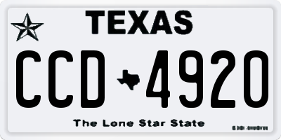 TX license plate CCD4920