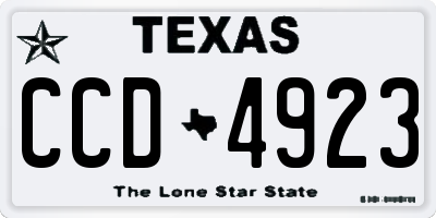 TX license plate CCD4923