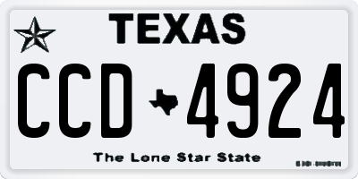TX license plate CCD4924