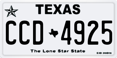 TX license plate CCD4925