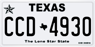 TX license plate CCD4930