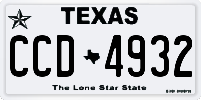 TX license plate CCD4932