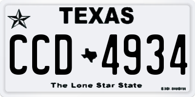 TX license plate CCD4934