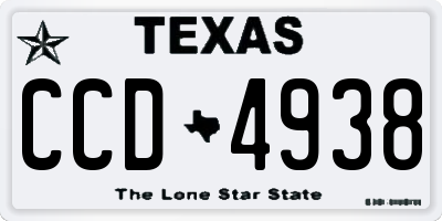 TX license plate CCD4938