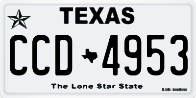 TX license plate CCD4953
