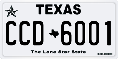 TX license plate CCD6001