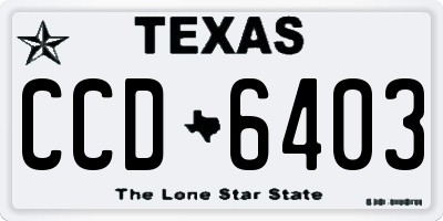 TX license plate CCD6403