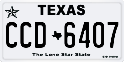 TX license plate CCD6407