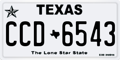 TX license plate CCD6543