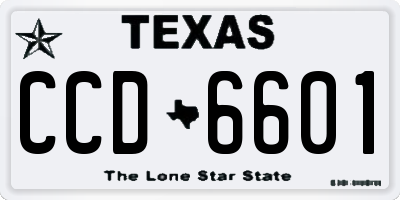 TX license plate CCD6601