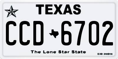 TX license plate CCD6702