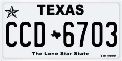 TX license plate CCD6703