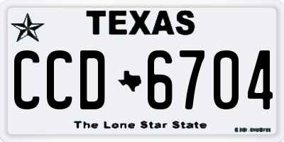 TX license plate CCD6704