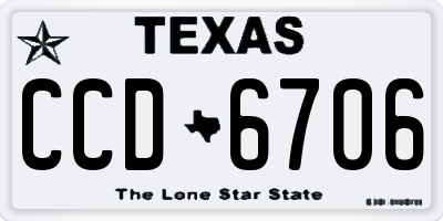 TX license plate CCD6706