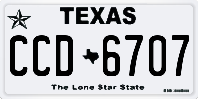 TX license plate CCD6707