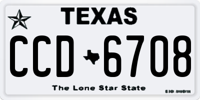TX license plate CCD6708