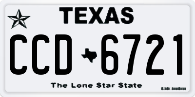 TX license plate CCD6721