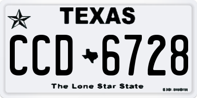 TX license plate CCD6728