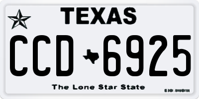 TX license plate CCD6925