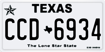 TX license plate CCD6934