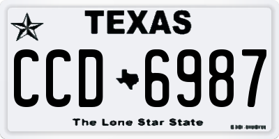 TX license plate CCD6987