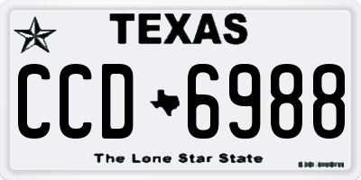 TX license plate CCD6988