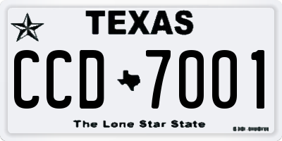 TX license plate CCD7001