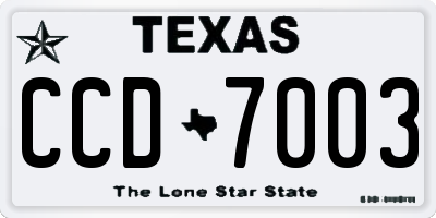 TX license plate CCD7003