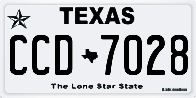 TX license plate CCD7028