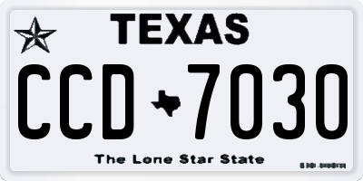 TX license plate CCD7030