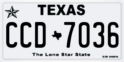 TX license plate CCD7036