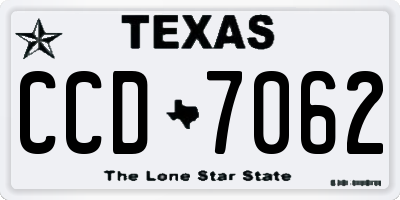 TX license plate CCD7062